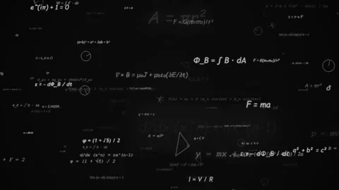 Floating Mathematical Formulas and Physics Equations Animation Stock Footage 343554929