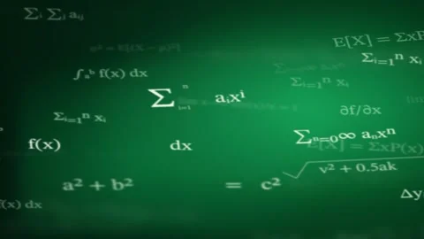 Floating mathematical formulas, including sums, integrals, and statistical .. Stock Footage 346260450