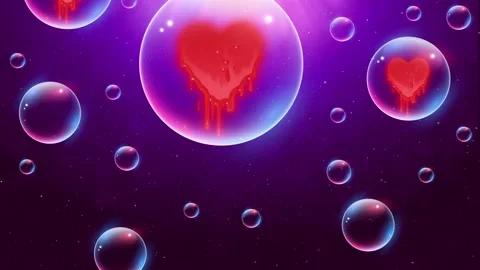 Floating melting heart in Bubble Background Stock Footage 310740218