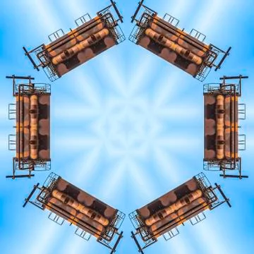 Floating metal design shape made from photo Stock Photos