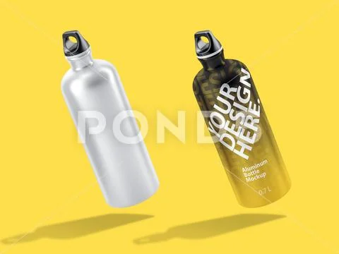 Floating Metal sport bottle Mockup PSD Template