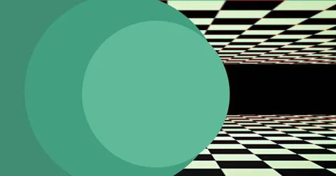 Floating mint green circle overlapping darker green shape at left side, with 写真素材
