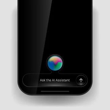Floating Mobile UI Screen With Ask To AI Interface Stock Illustration
