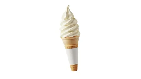 A floating mock ice cream cone isolated on white Stock Footage 339340496