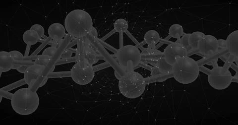 Floating molecular network showing connections in abstract space, with Illustration