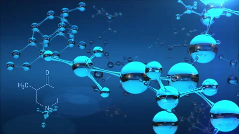 Floating molecular structure and chemical formulas Stock Footage