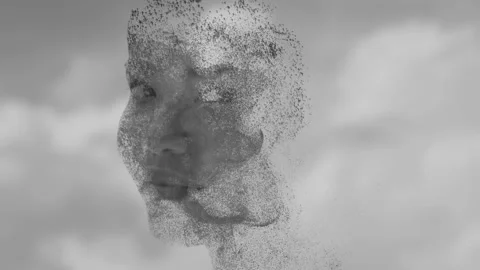 A floating monochrome amorphous shape Stock Footage 158062423