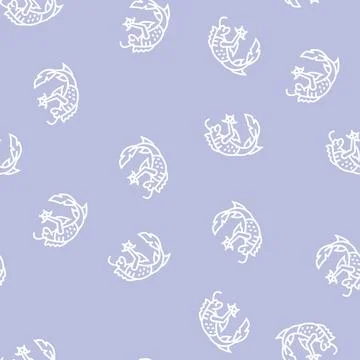 Floating monster line seamless pattern Stockillustratie