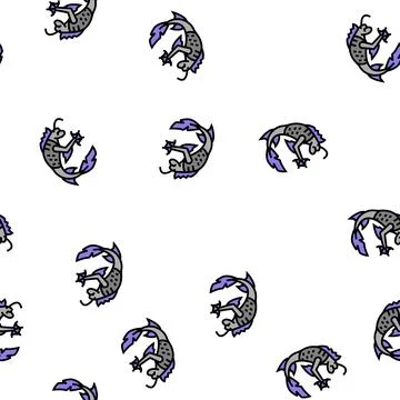 Floating monster vector seamless pattern Illustrazione stock