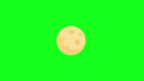 Floating moon animation, 2D, green screen Stock Footage 339596233