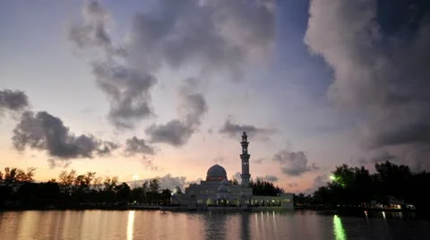 The Floating Mosque, Malaysia Stock Footage 11629776