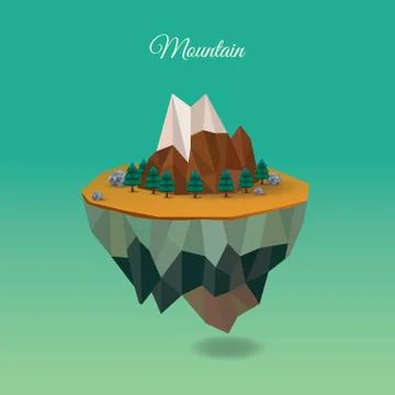 Floating mountain island Stock Illustration
