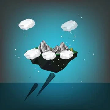 Floating mountain island Illustrazione stock