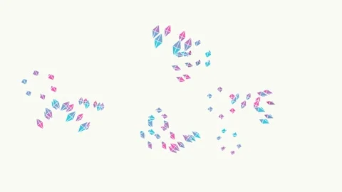 Floating Multi-Colored Low Poly Crystal Shards Animation Stock Footage 340131681