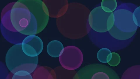 Floating Multicolored Bokeh Bubbles on Dark Background, Party Motion Loop Video stock 328334392