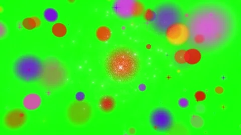 Floating multicolored bokeh spheres with glowing particle sparks against a Stock Footage 345331123