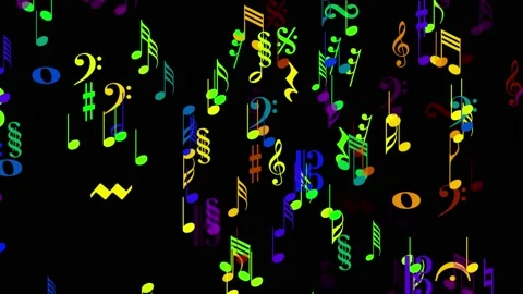 Floating multicolored notes Stock Footage 134378321