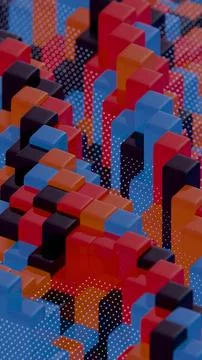 Floating Multicolored Transparent and Opaque Cubes on Black Background.. Stockillustratie