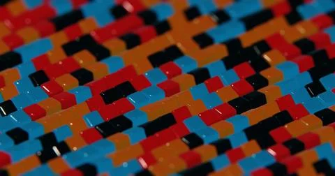 Floating Multicolored Transparent and Opaque Cubes on Black Background.. Stock Illustration