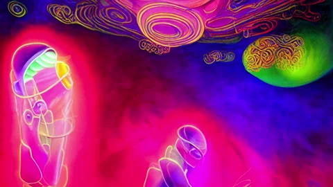 Floating in neon 001 Stock Footage 220113528