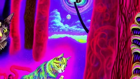 Floating in neon 004 Stock Footage 220113536