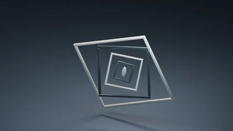 Floating Nested Square Frames Tilting in a Dark Studio 库存影片 347920264