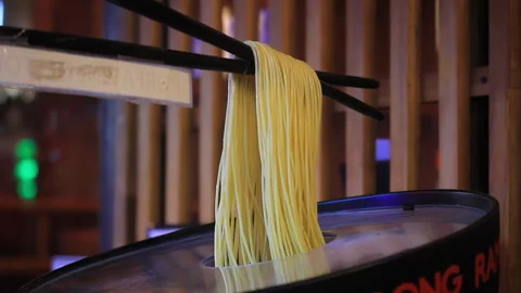 Floating Noodles Display Outside Asian Restaurant Stock Footage 339690771