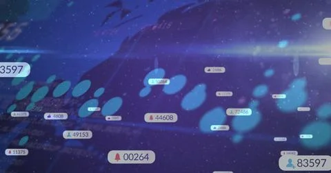 Floating notification badges showing numeric counts and icons across online Stock Photos