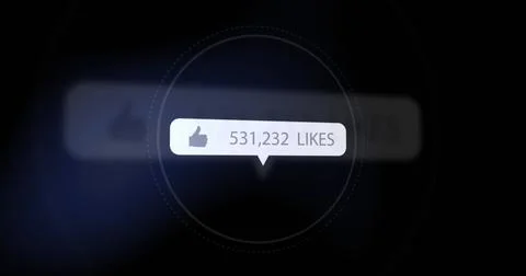 Floating notification bubble displaying 531,232 likes on dark interface, showing Stock Photos