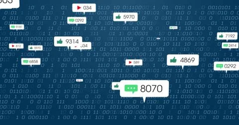 Floating notification bubble showing green chat icon 8070 in tech interface, Stock Illustration