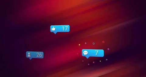 Floating notification icons labeled 17, 26, 7 hovering over gradient backdrop 스톡 일러스트