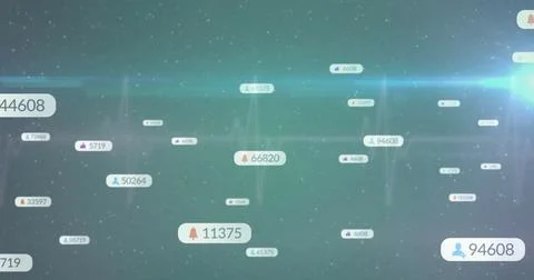 Floating notification metric label showing 11375 in digital space, with waveform Illustrazione stock