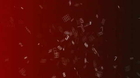 Floating numbers and codes on dark red background Stock Illustration