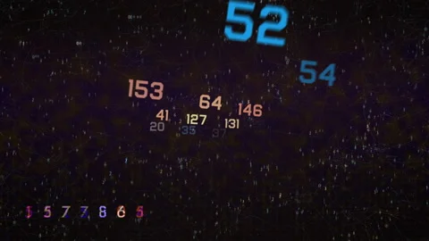 Floating Numbers and Neon Data Codes, Futuristic Tech Visual Stock Footage 323921636