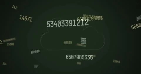 Floating numbers in digital cloud concept, representing data storage and Stock Photos