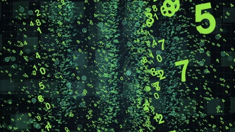 Floating Numbers Digital Visualization In Matrix Like Background Stock Footage 304423254
