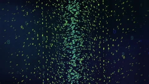 Floating Numeric DNA Like Data Stream in Deep Blue Background Stock Footage 321808171