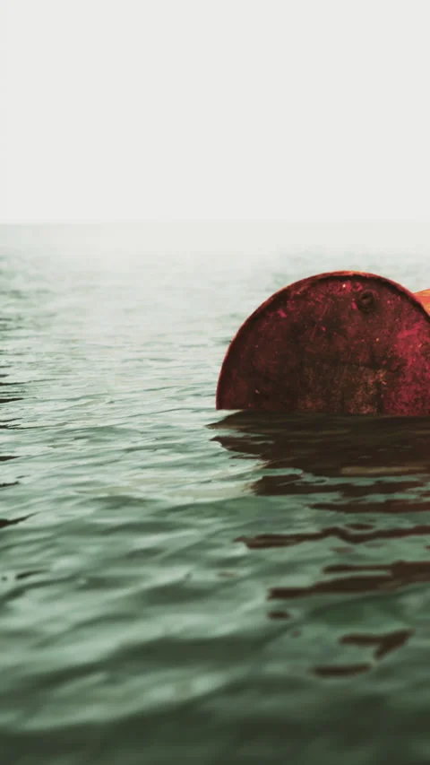 Floating object visible on the surface of calm water in a distant location Stock Footage 348108905