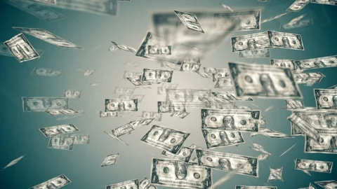 Floating One Dollar Bills Money Animation Stock Footage