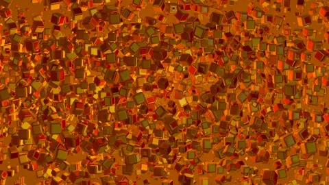 Floating Orange Cubes, Background, Reflection, Exclusive Stock Footage 299657182