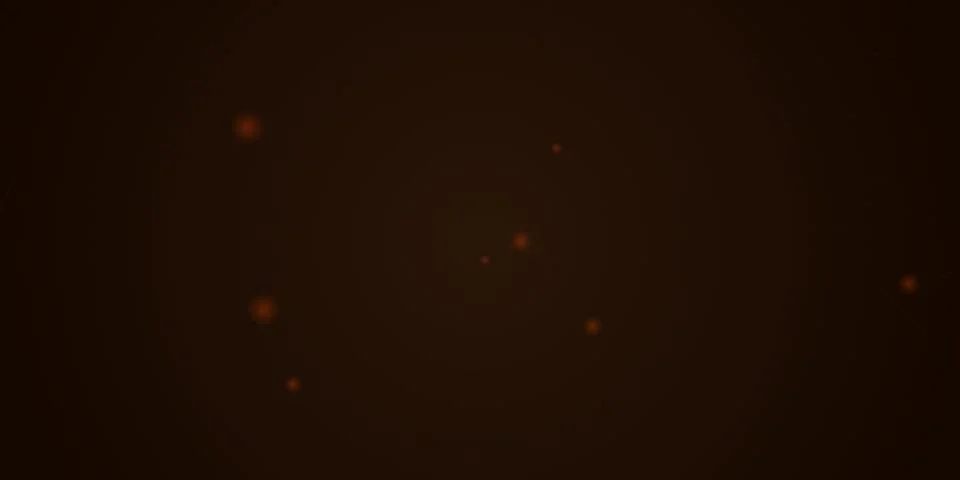 Floating orange glowing particles on dark brown background Illustrazione stock