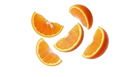 Floating orange slices isolated on white Stock Footage 339340709
