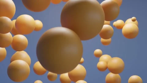Floating Orange Spheres on Blue Background looping animation Stock Footage 316351130
