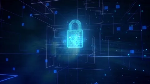 A floating padlock icon containing animated spinning gears Stock Footage 335830787