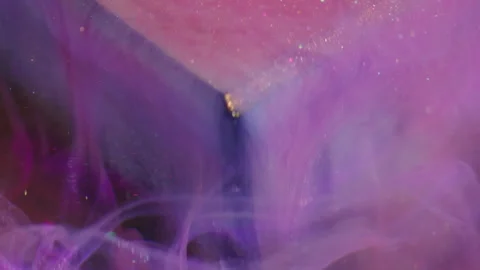 Floating paint defocused art splash pink cube ink Stock Footage 329281553
