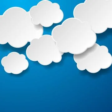 Floating Paper Clouds Background Stock Illustration