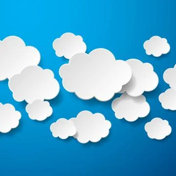 Floating Paper Clouds Background Stock Illustration