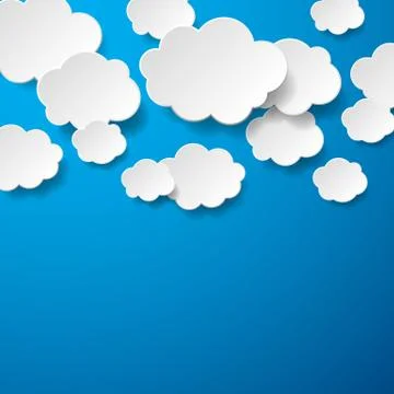Floating Paper Clouds Background Stock Illustration