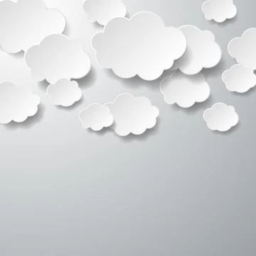 Floating Paper Clouds Background Stock Illustration