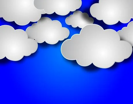 Floating, Paper, Clouds, Background Illustrazione stock